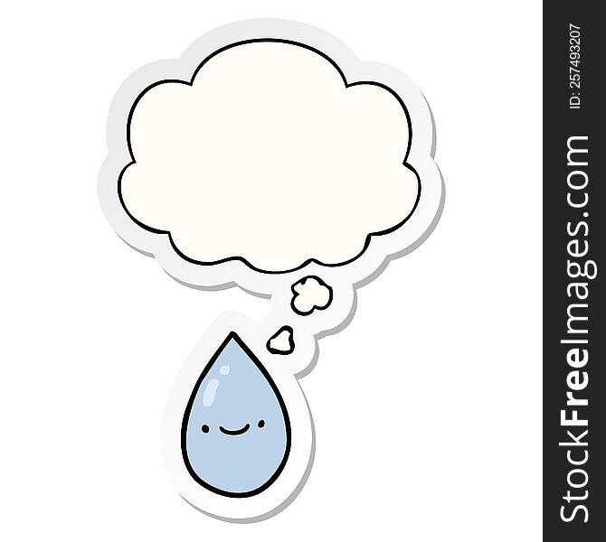cartoon raindrop with thought bubble as a printed sticker