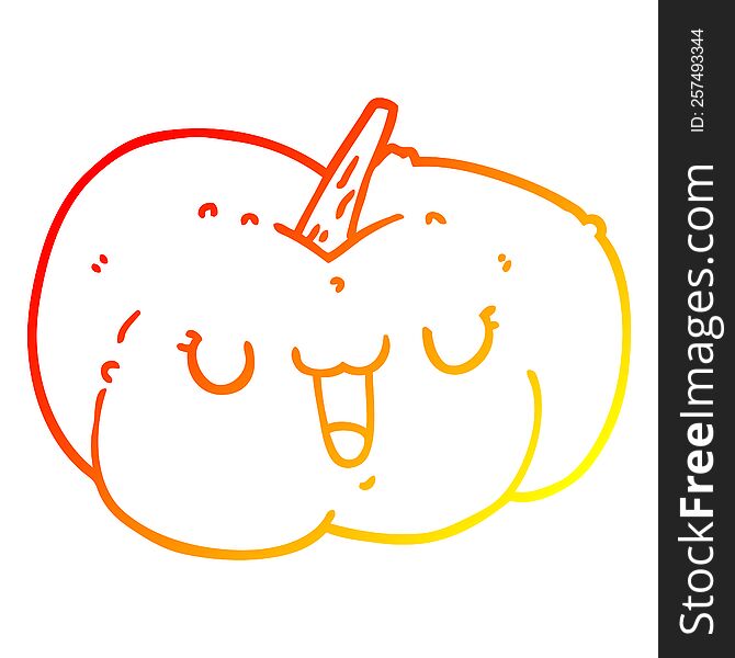 Warm Gradient Line Drawing Cartoon Pumpkin