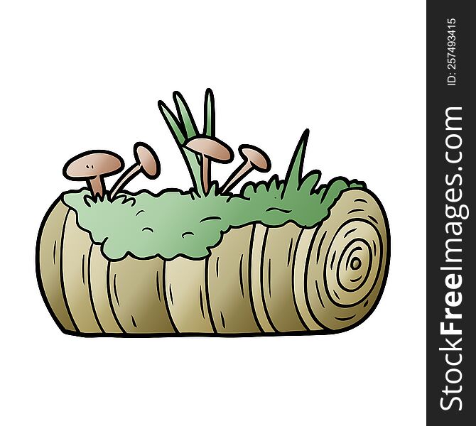 cartoon old log with mushrooms. cartoon old log with mushrooms