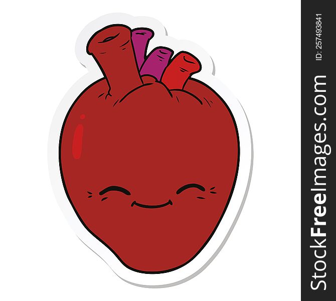 sticker of a cartoon happy heart