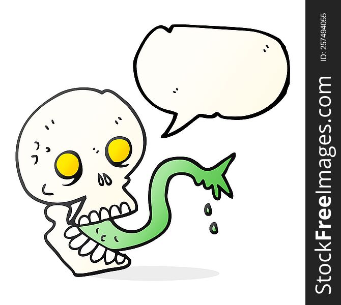 freehand drawn speech bubble cartoon spooky halloween skull
