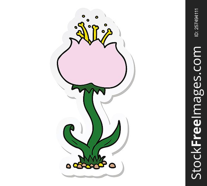 Sticker Of A Cartoon Exotic Flower