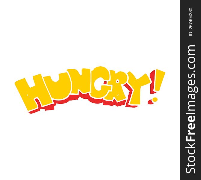 flat color illustration of hungry text. flat color illustration of hungry text
