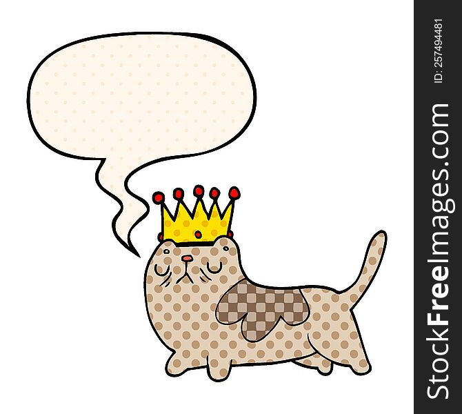 Cartoon Arrogant Cat And Speech Bubble In Comic Book Style