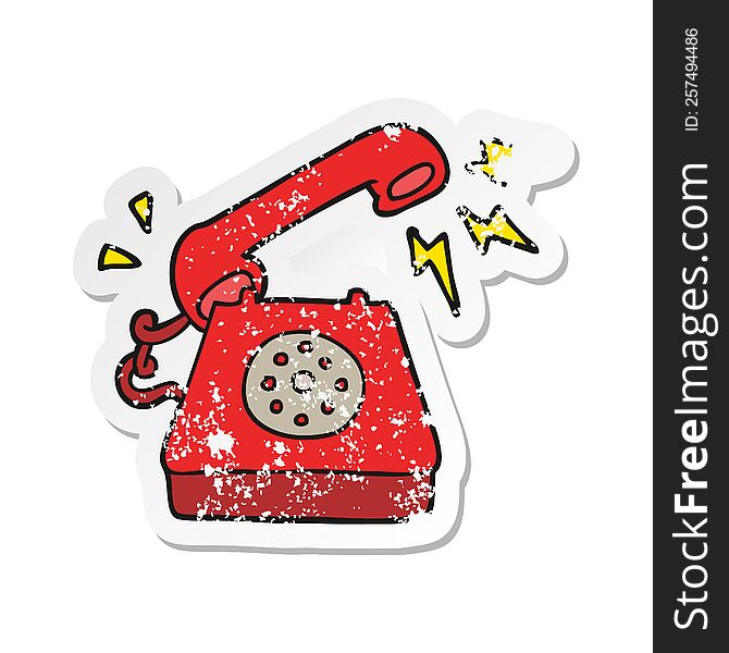 retro distressed sticker of a cartoon ringing telephone