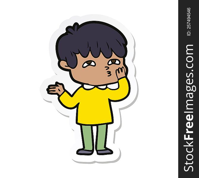 Sticker Of A Cartoon Man Confused