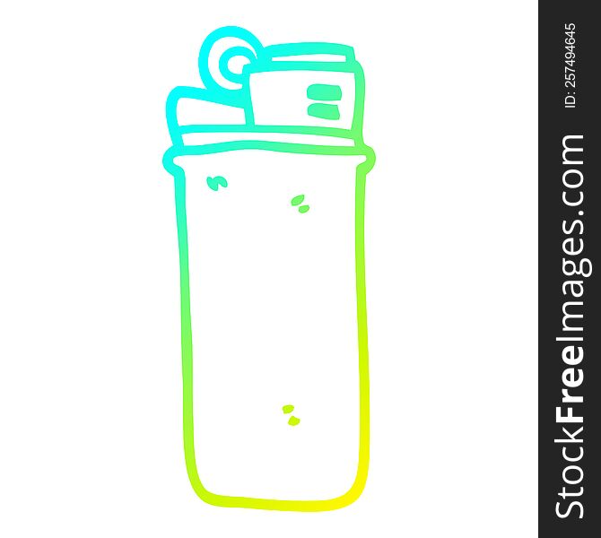 cold gradient line drawing of a cartoon disposable lighter