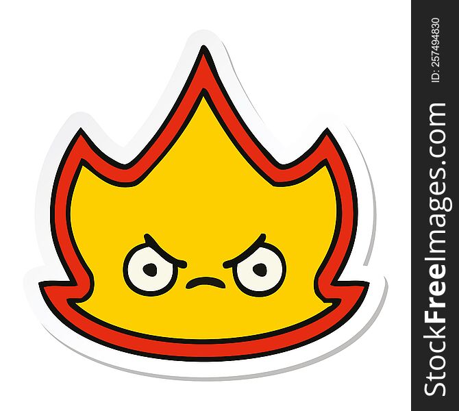 sticker of a cute cartoon fire flame