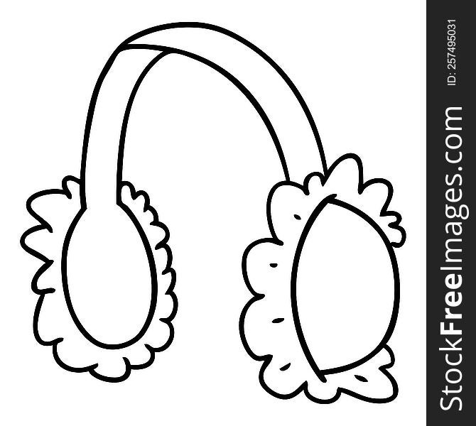 hand drawn line drawing doodle of pink ear muff warmers
