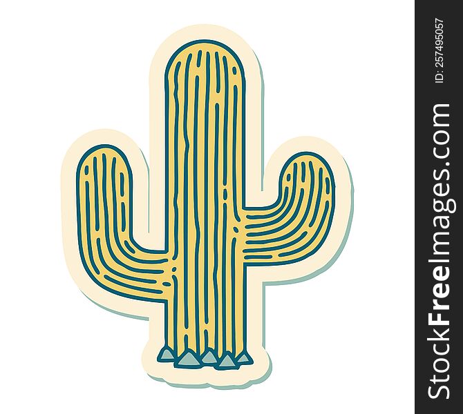 Tattoo Style Sticker Of A Cactus