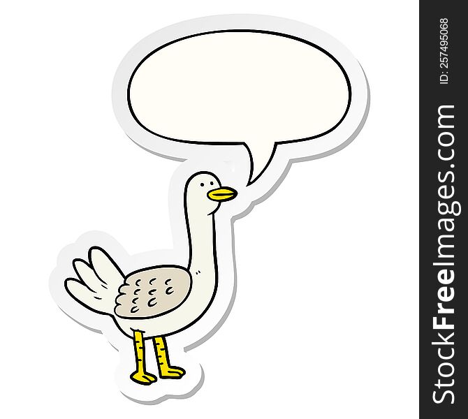 Cartoon Bird And Speech Bubble Sticker