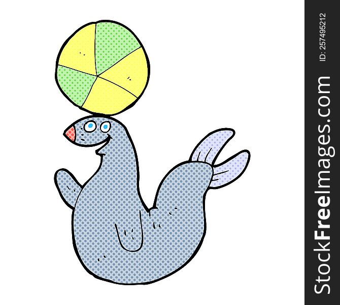 cartoon seal balancing ball