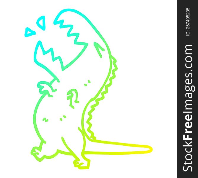 Cold Gradient Line Drawing Cartoon Roaring T Rex