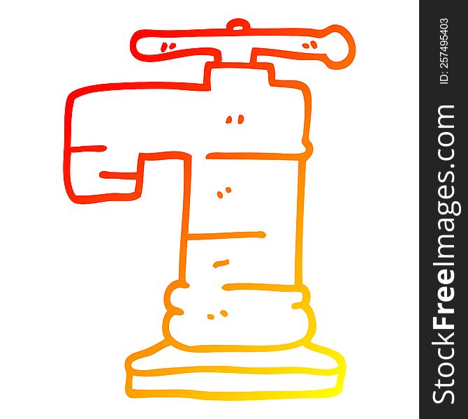 warm gradient line drawing of a cartoon gold plated faucet