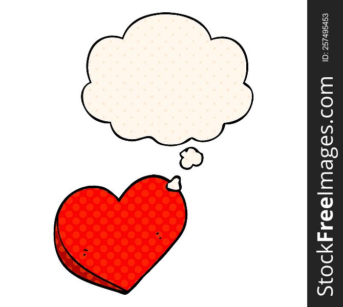 Cartoon Love Heart And Thought Bubble In Comic Book Style