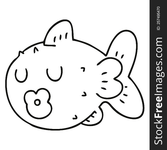 Quirky Line Drawing Cartoon Fish