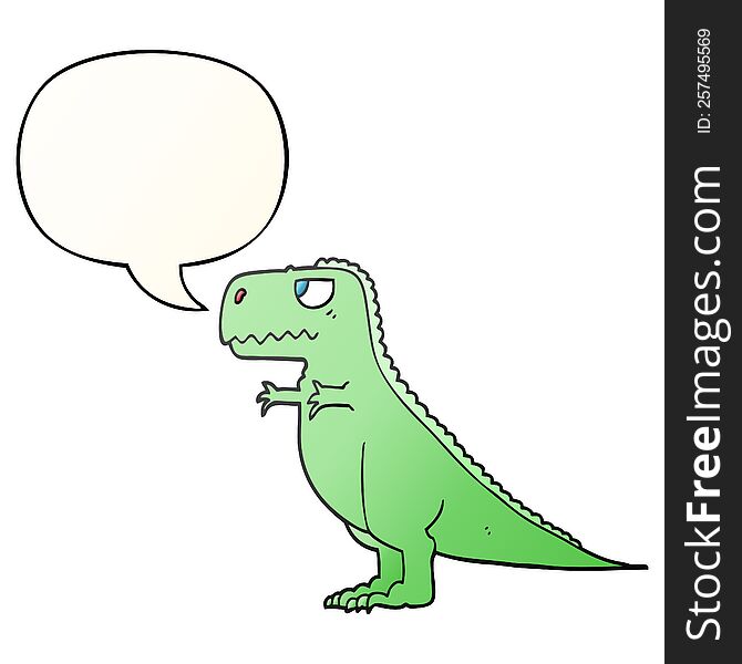 cartoon dinosaur with speech bubble in smooth gradient style