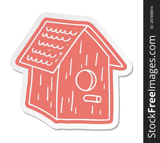 cartoon sticker of a wooden bird house