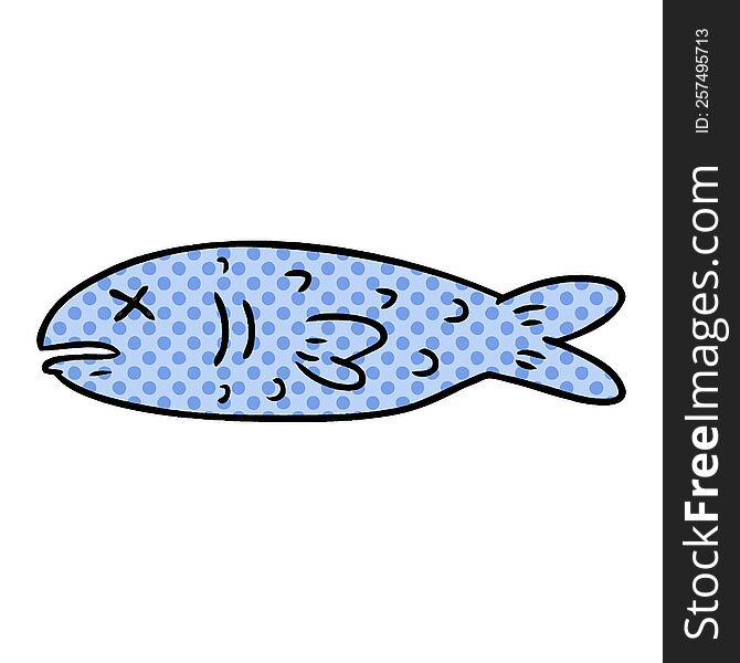 hand drawn cartoon doodle of a dead fish
