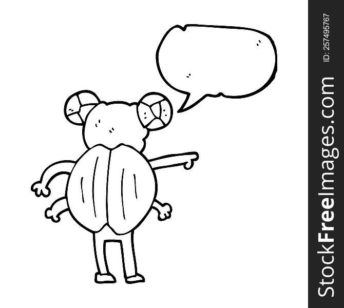 freehand drawn speech bubble cartoon pointing insect