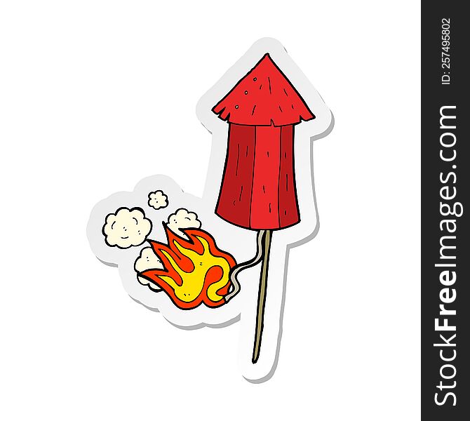 sticker of a cartoon old firework rocket