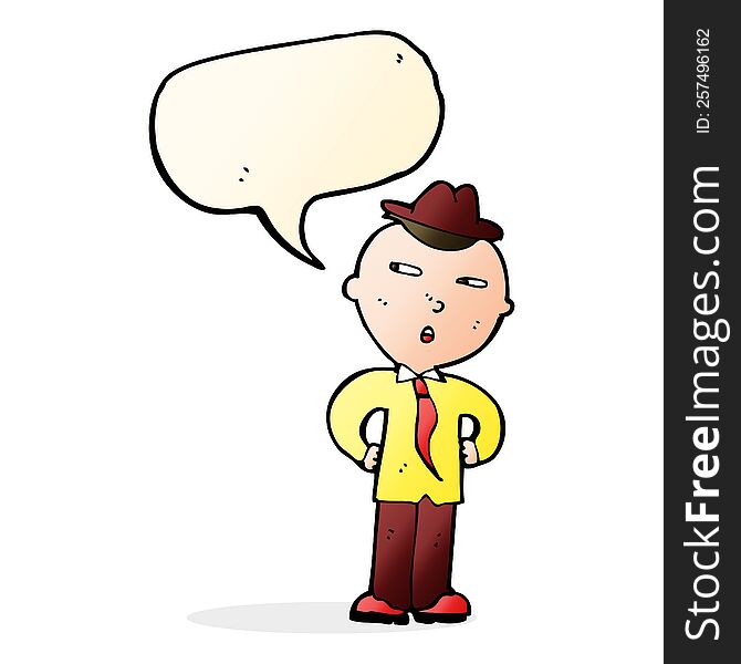 Cartoon Man Wearing Hat With Speech Bubble