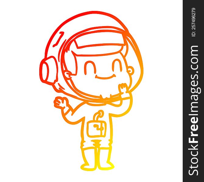Warm Gradient Line Drawing Happy Cartoon Astronaut Man