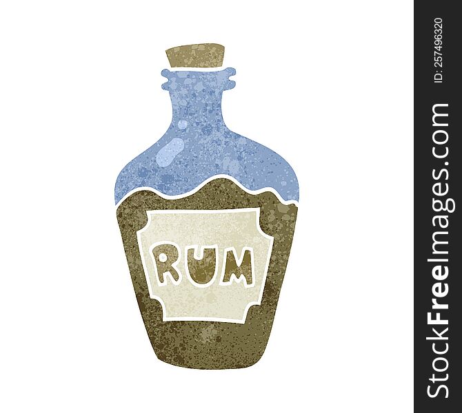 freehand retro cartoon rum bottle