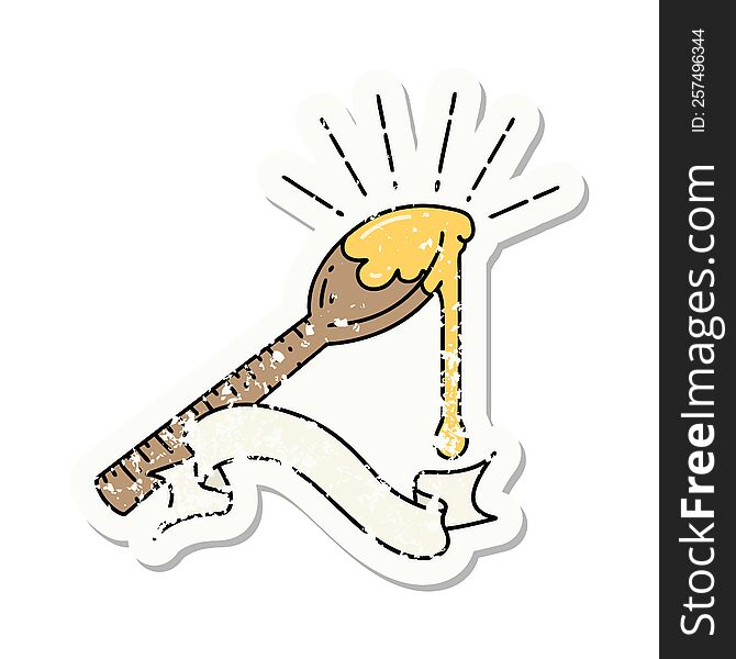 Grunge Sticker Of Tattoo Style Spoonful Of Honey