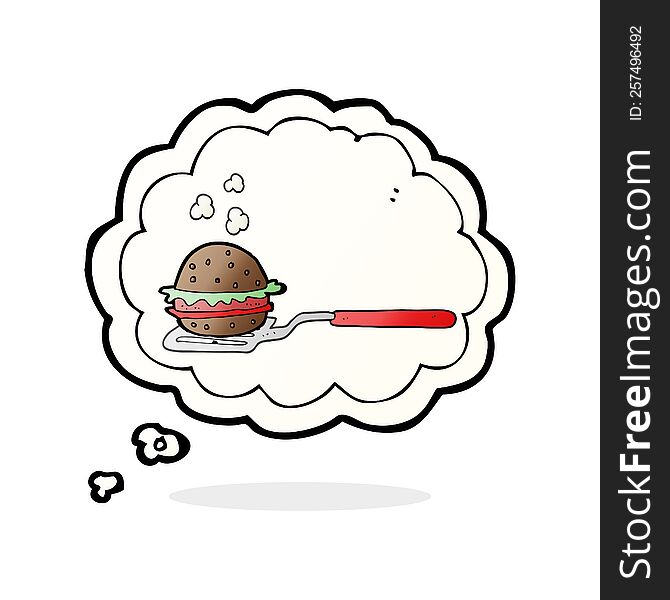 Thought Bubble Cartoon Spatula With Burger