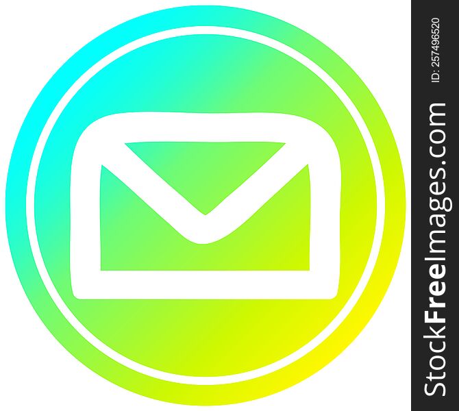 envelope letter circular in cold gradient spectrum