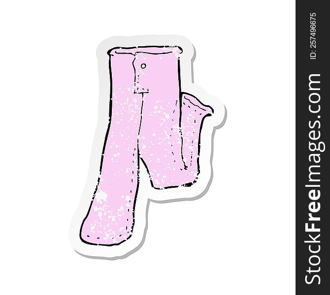 retro distressed sticker of a cartoon pair of pink pants