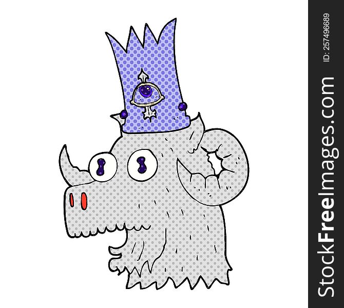 freehand drawn cartoon ram head with magical crown
