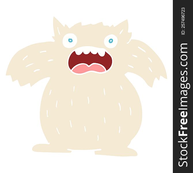 flat color illustration cartoon yeti monster