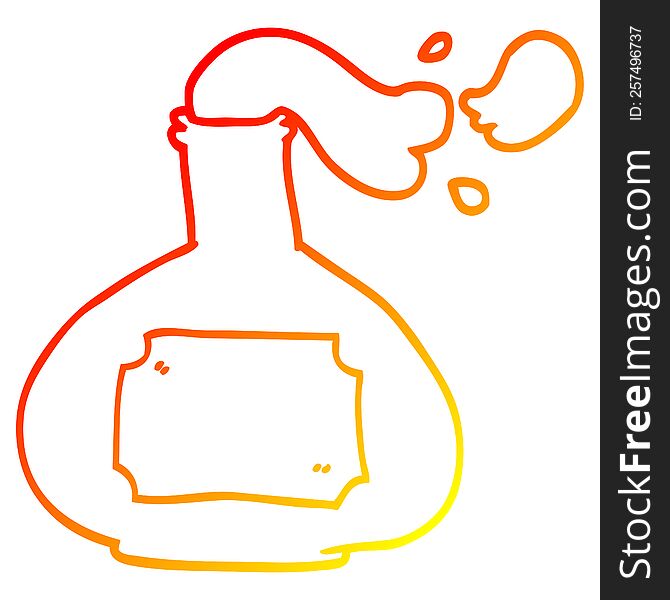 Warm Gradient Line Drawing Cartoon Smoking Potion