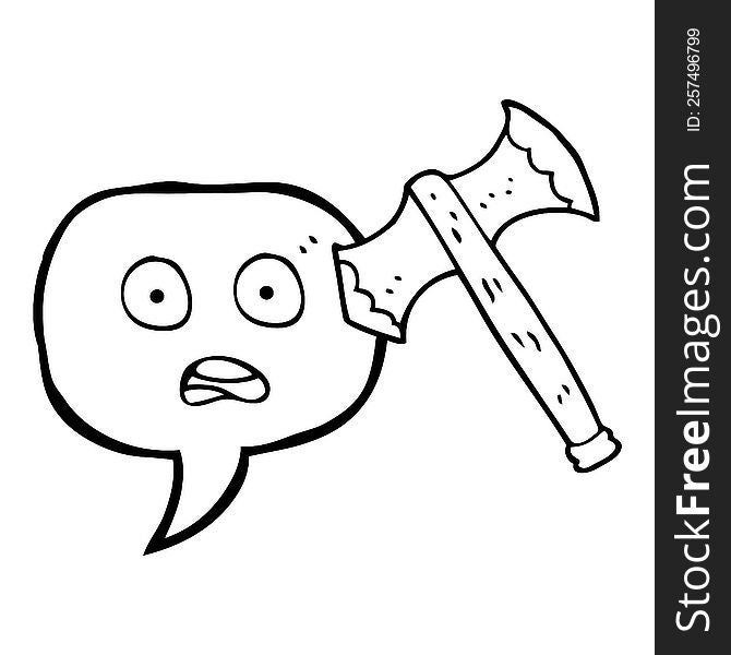 freehand drawn speech bubble cartoon axe
