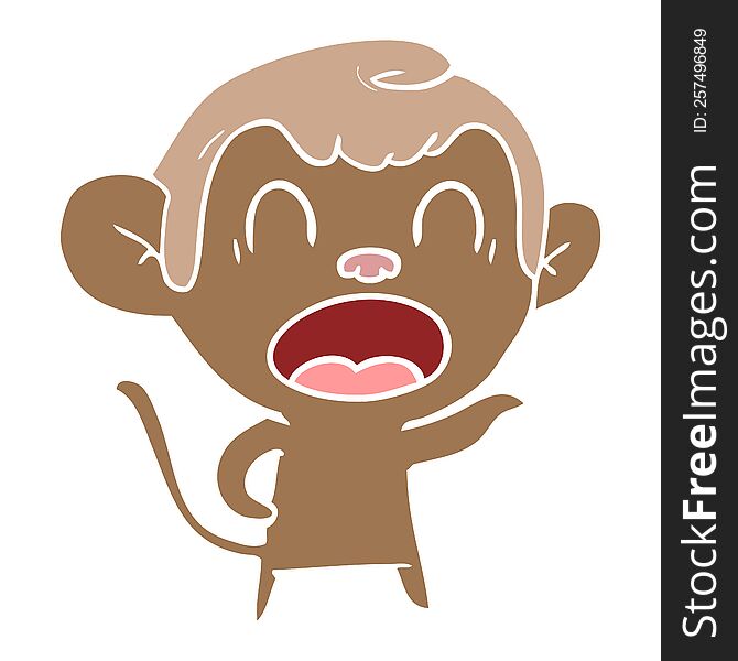 Shouting Flat Color Style Cartoon Monkey Pointing