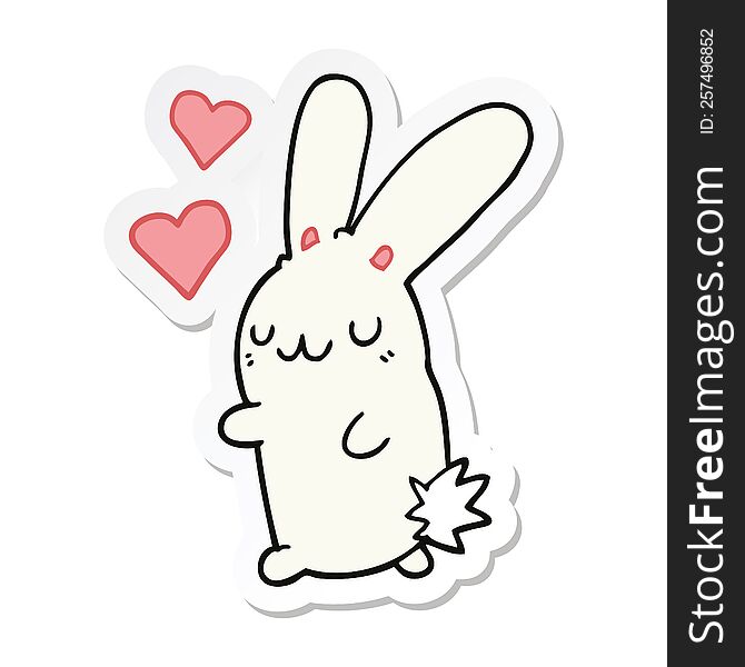 Sticker Of A Cartoon Rabbit In Love