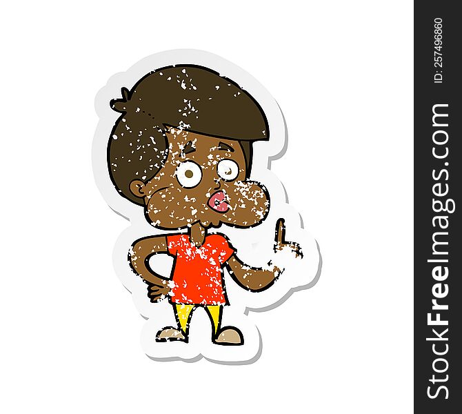 Retro Distressed Sticker Of A Cartoon Boy Giving Thumbs Up