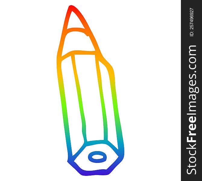 rainbow gradient line drawing of a cartoon pencil