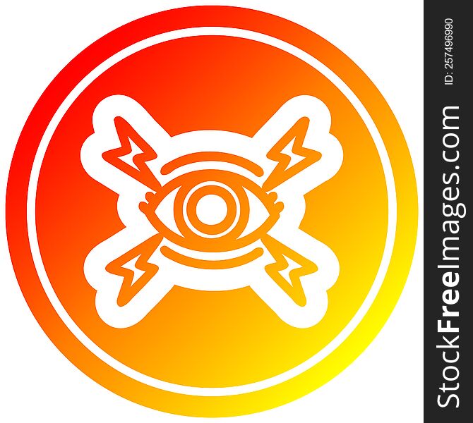 mystic eye circular icon with warm gradient finish. mystic eye circular icon with warm gradient finish