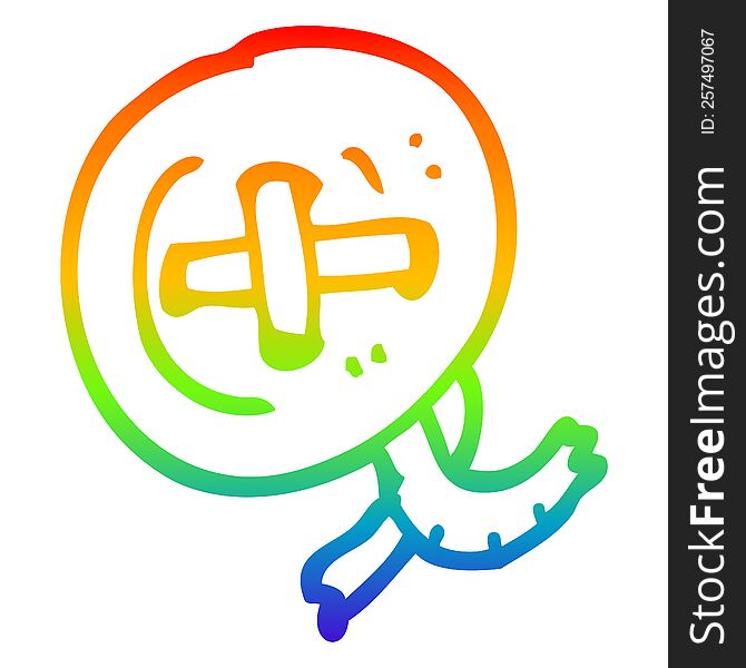 rainbow gradient line drawing of a cartoon button