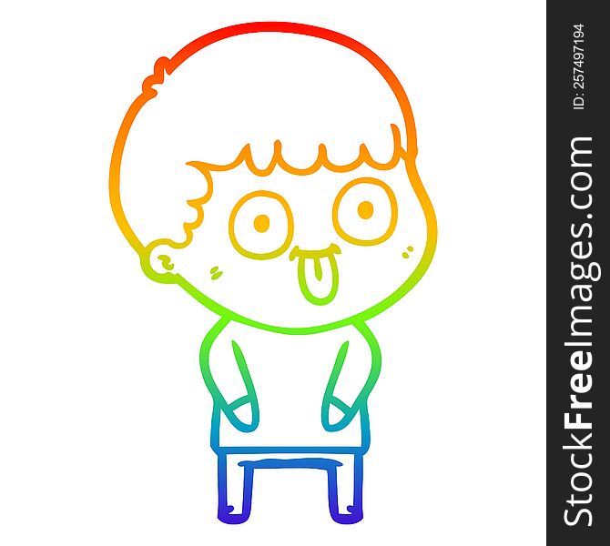 rainbow gradient line drawing of a cartoon dumb kid