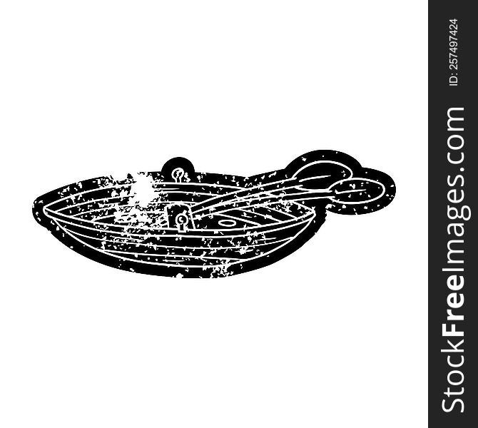 Grunge Icon Drawing Of A Wooden Boat