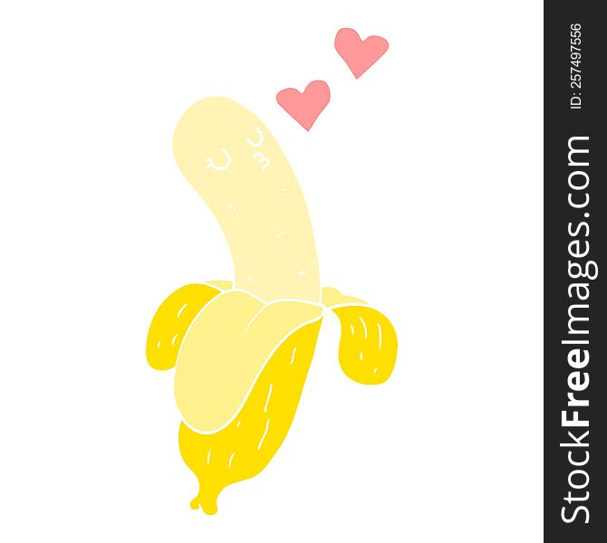 Flat Color Style Cartoon Banana In Love