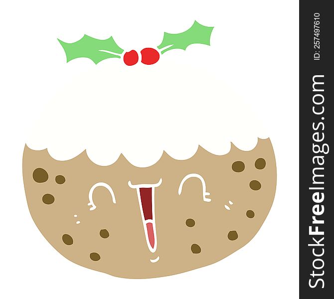 Cute Flat Color Style Cartoon Christmas Pudding