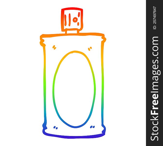 rainbow gradient line drawing of a cartoon spray can