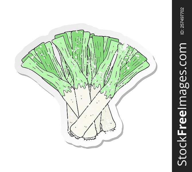 Retro Distressed Sticker Of A Cartoon Leeks