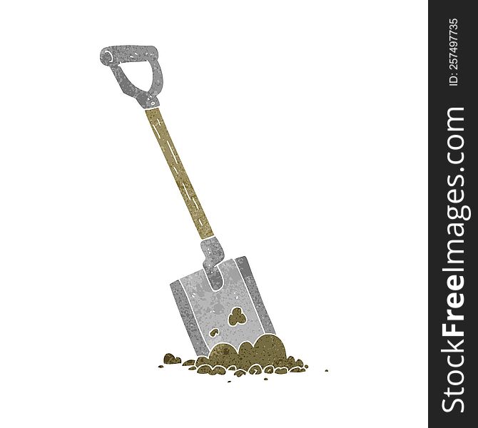 Retro Cartoon Shovel In Dirt