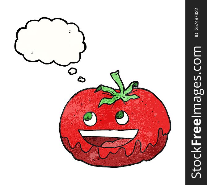 Thought Bubble Textured Cartoon Tomato